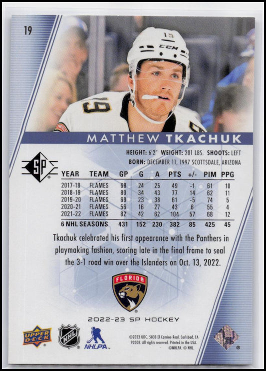 2022-23 SP #19 Matthew Tkachuk Blue