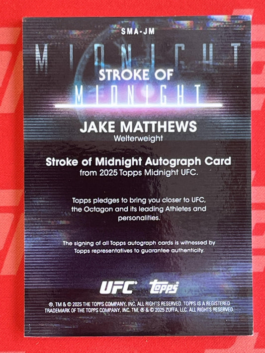2025 Topps Midnight UFC Stroke Of Midnight Dusk /75 #SMA-JM Jake Matthews