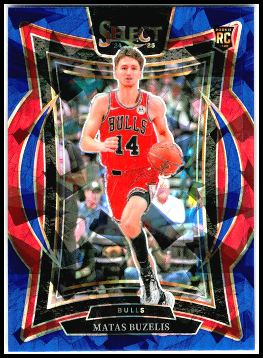2024-25 Panini Select Blue Cracked Ice Prizm #70 Matas Buzelis Rookie Bulls