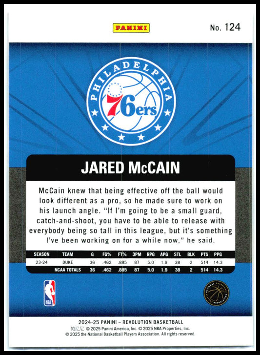 2024-25 Panini Revolution Fractal #124 Jared McCain Rookie Philadelphia 76ers
