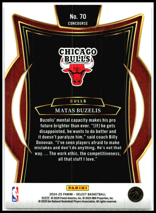 2024-25 Panini Select Blue #70 Matas Buzelis Rookie Chicago Bulls