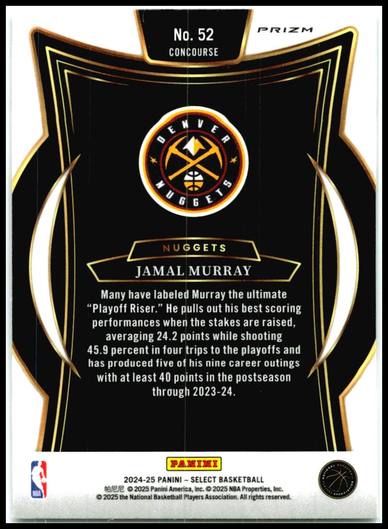 2024-25 Panini Select Silver Prizm #52 Jamal Murray Denver Nuggets