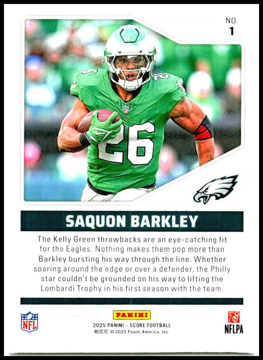 2025 Score Throwbacks #1 Saquon Barkley Philadelphia Eagles