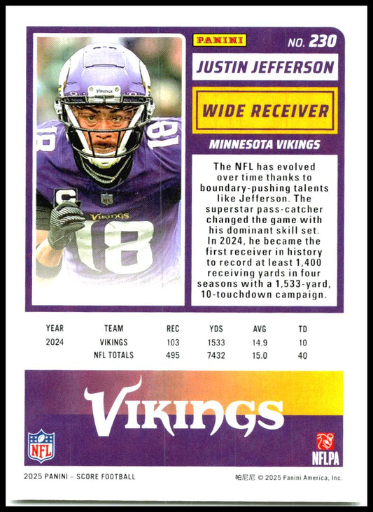 2025 Score #230 Justin Jefferson Minnesota Vikings