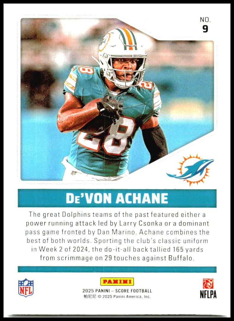 2025 Score #9 De’Von Achane Miami Dolphins