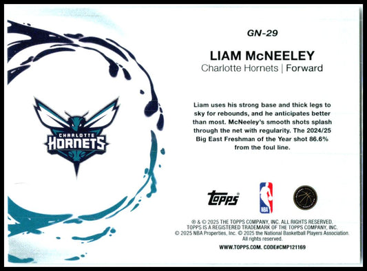 2025-26 Topps Generation Now #GN-29 Liam McNeeley Charlotte Hornets