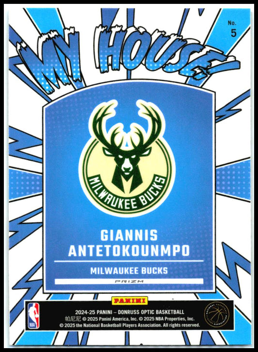 2024-25 Donruss Optic My House Purple #5 Giannis Antetokounmpo Milwaukee Bucks