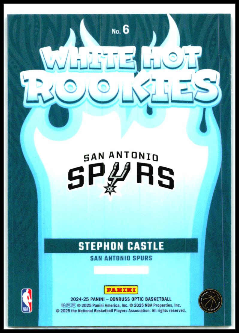 2024-25 Donruss Optic White Hot Rookies #6 Stephon Castle San Antonio Spurs