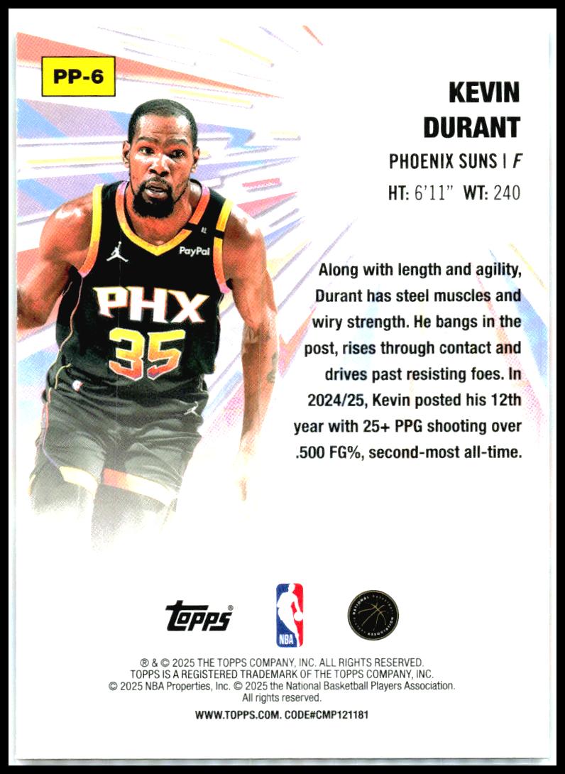 2025-26 Topps Power Players #PP-6 Kevin Durant Phoenix Suns