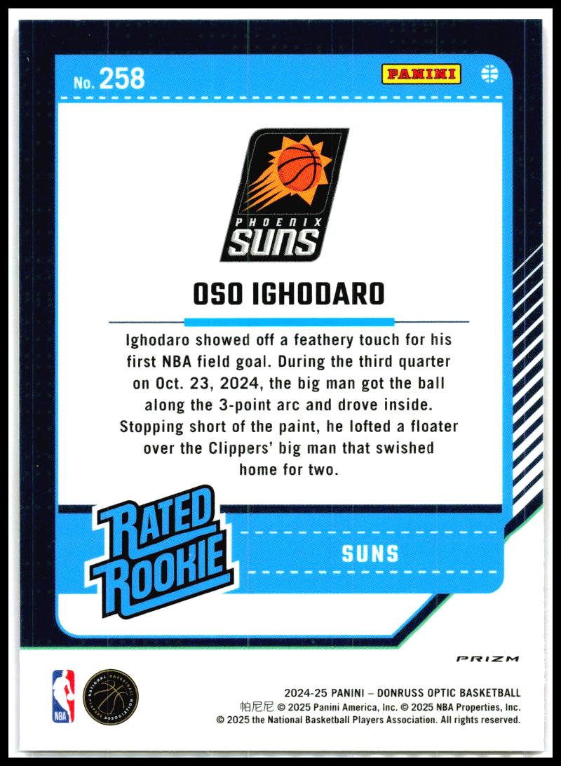 2024-25 Donruss Optic Hyper Pink #258 Oso Ighodaro Rookie Phoenix Suns