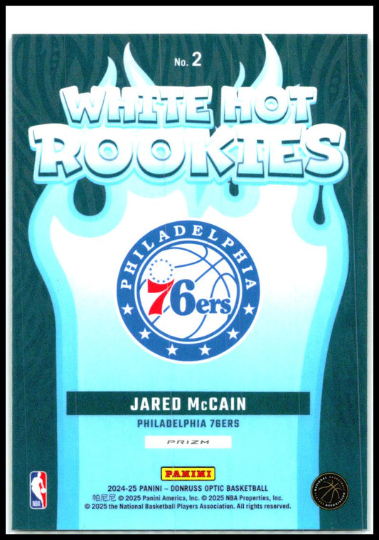 2024-25 Donruss Optic White Hot Rookies Purple #2 Jared McCain 76ers