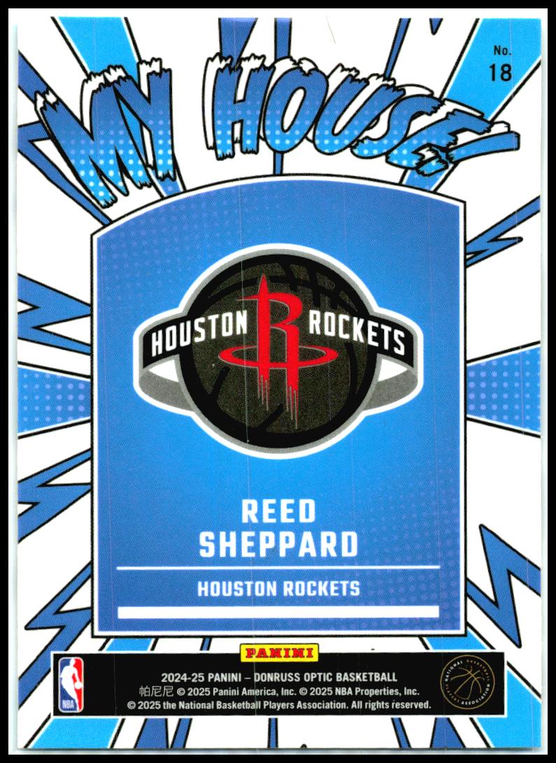 2024-25 Donruss Optic My House #18 Reed Sheppard Houston Rockets