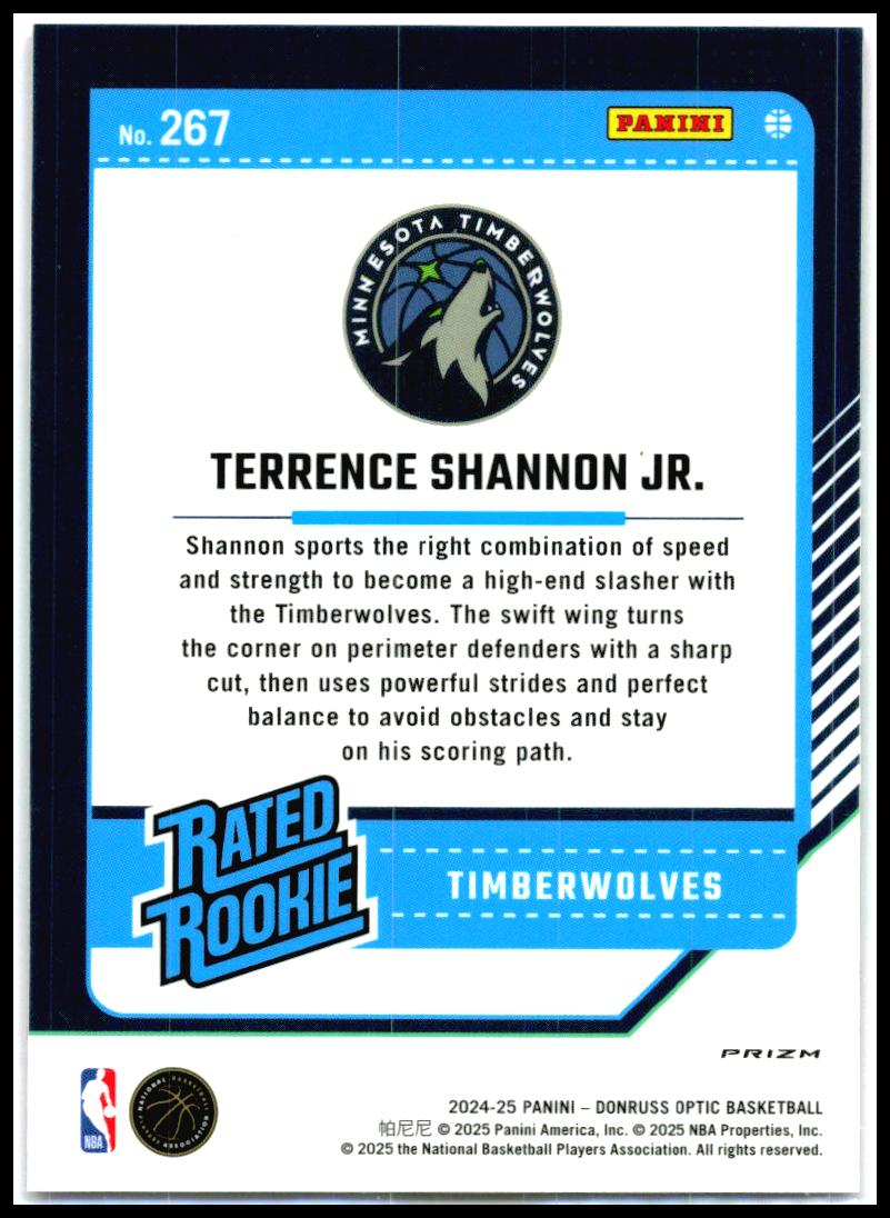 2024-25 Donruss Optic Hyper Pink #267 Terrence Shannon Jr. Rookie Minnesota
