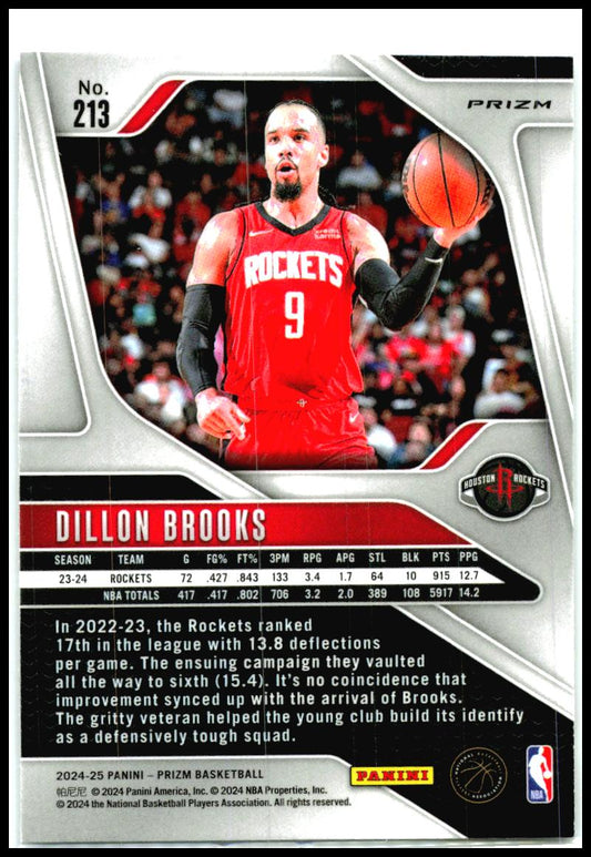 2024-25 Panini Prizm Prizms Silver #213 Dillon Brooks Houston Rockets