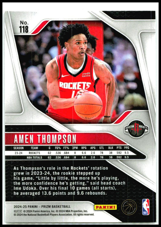 2024-25 Panini Prizm #118 Amen Thompson Houston Rockets