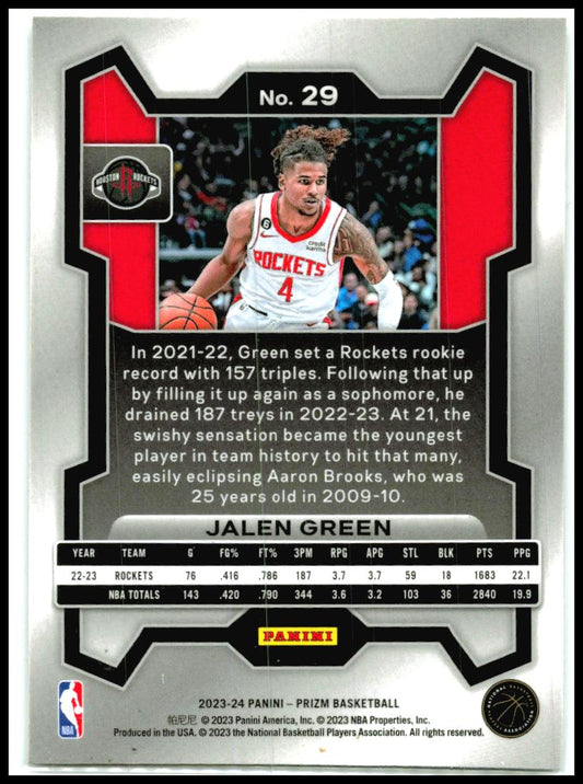 2023-24 Panini Prizm #29 Jalen Green Houston Rockets