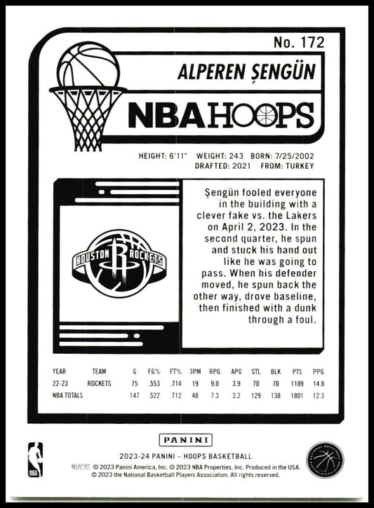 2023-24 Hoops #172 Alperen Sengun Houston Rockets