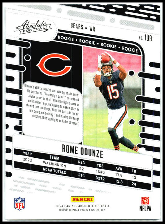 2024 Panini Absolute #109 Rome Odunze Chicago Bears