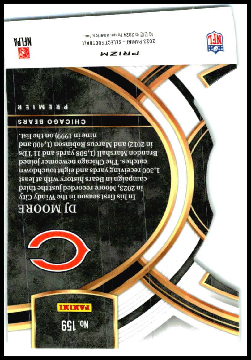 2023 Panini Select Silver Prizms Die Cuts #159 DJ Moore Chicago Bears