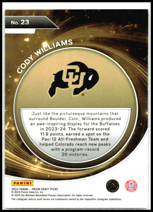2024 Panini Prizm Draft Picks Student Orientation #23 Cody Williams Colorado