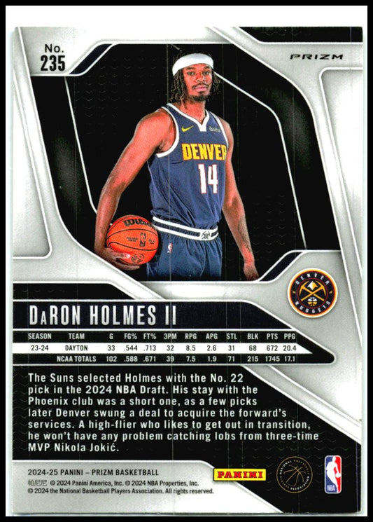 2024-25 Panini Prizm Prizms Ice #235 DaRon Holmes II Denver Nuggets