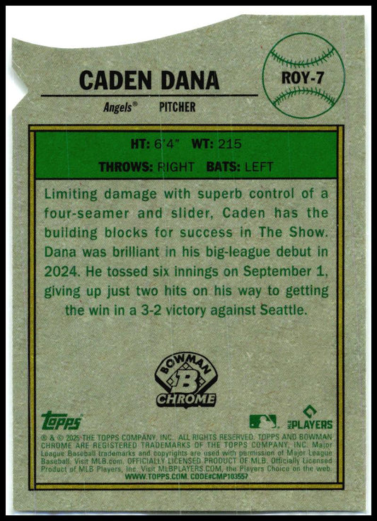 2025 Bowman Rookie of the Year Favorites Mojo Refractor #ROY-7 Caden Dana Angels