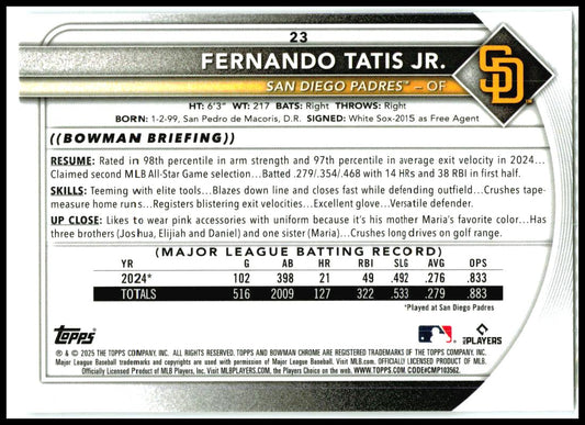 2025 Bowman Chrome Mojo Refractor #23 Fernando Tatis Jr. Padres