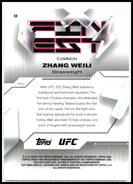 2025 Topps Finest UFC Common #50 Zhang Weili
