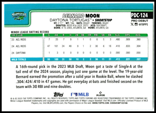 2025 Topps Pro Debut Chrome #PDC-124 Bernard Moon Daytona Tortugas