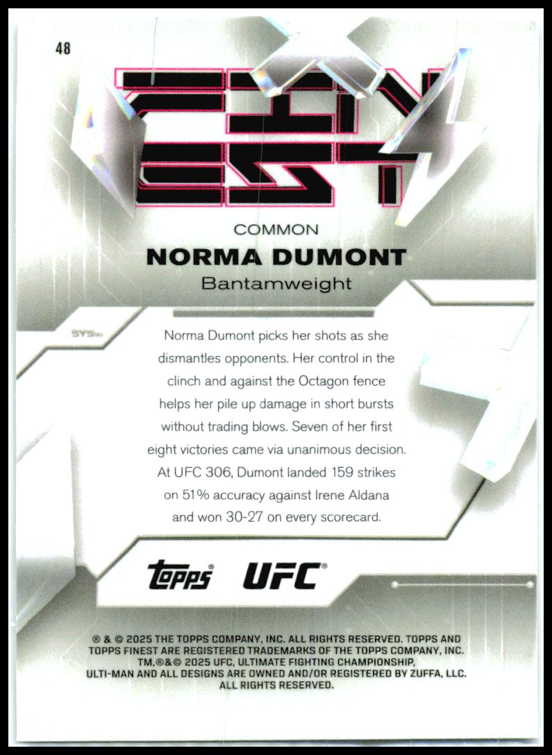 2025 Topps Finest UFC s #48 Norma Dumont