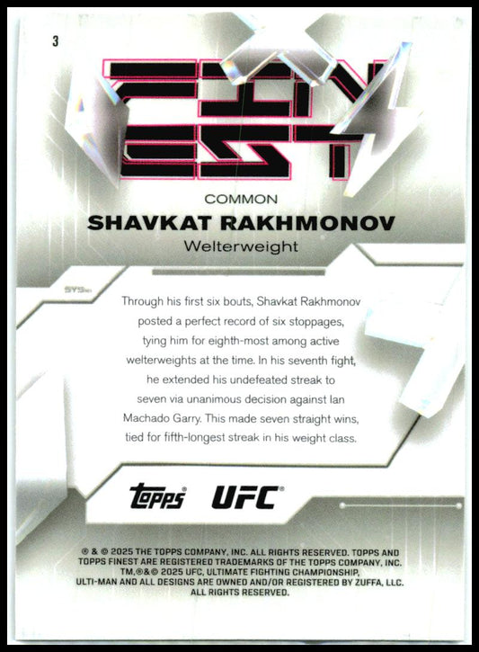2025 Topps Finest UFC #3 Shavkat Rakhmonov