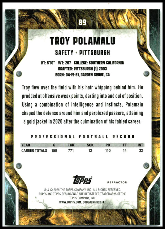 2024 Topps Resurgence Refractor #89 Troy Polamalu Pittsburgh Steelers