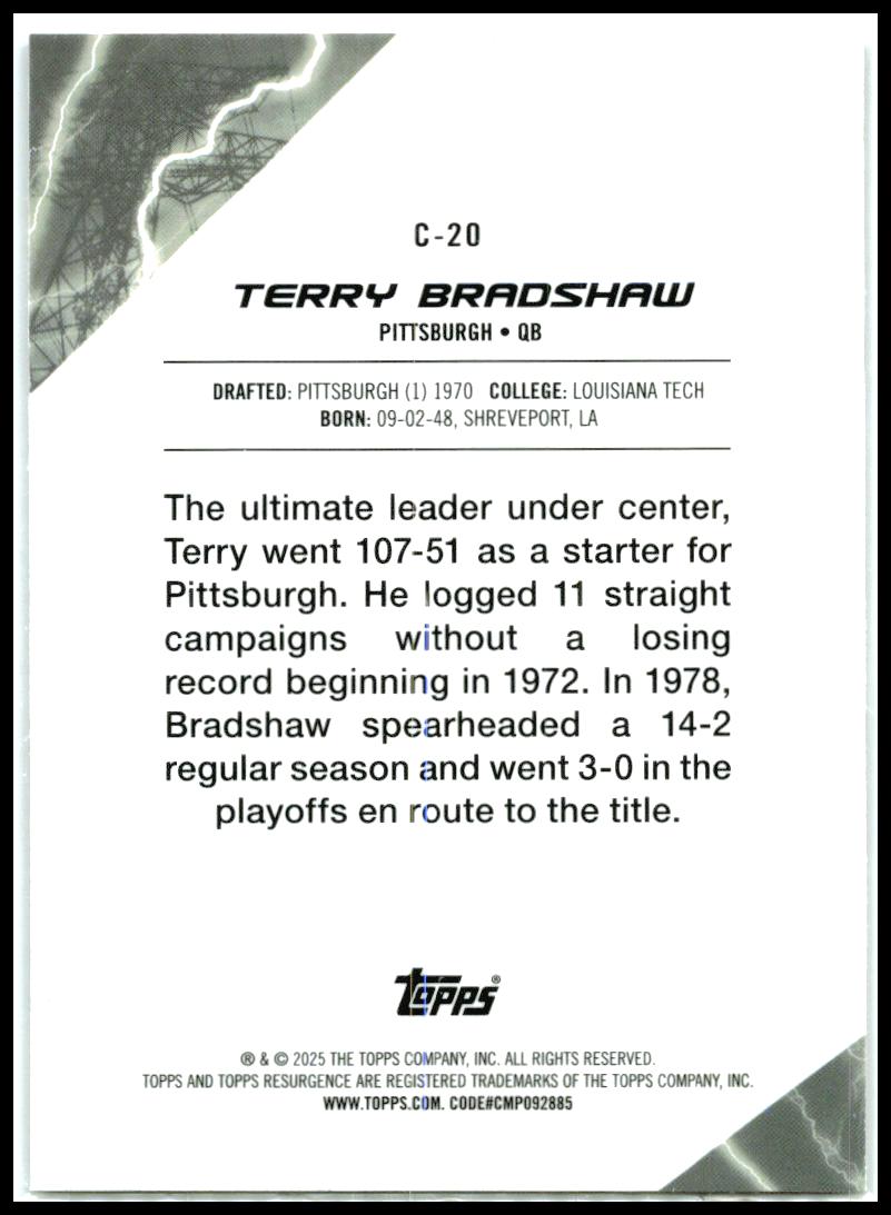 2024 Topps Resurgence Conductors #C-20 Terry Bradshaw Pittsburgh Steelers
