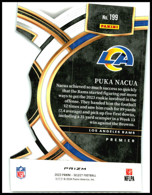 2023 Panini Select Red and Yellow Prizms Die Cuts #199 Puka Nacua Rookie Rams