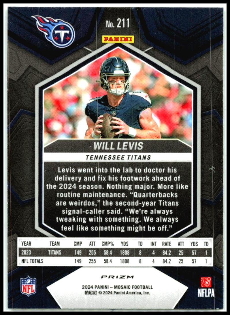 2024 Panini Mosaic Mosaic Green #211 Will Levis Tennessee Titans
