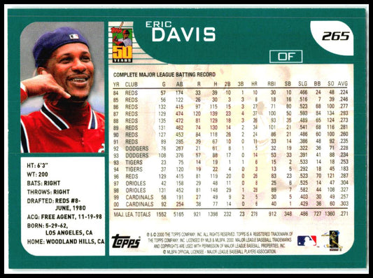 2001 Topps #265 Eric Davis St. Louis Cardinals