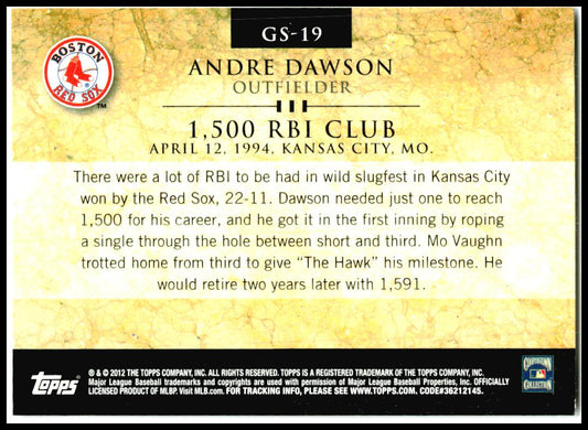2012 Topps #GS-19 Andre Dawson Gold Standard