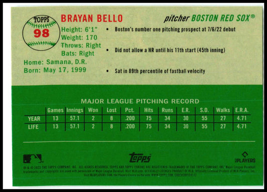 2023 Topps Chrome Platinum Anniversary #98 Brayan Bello