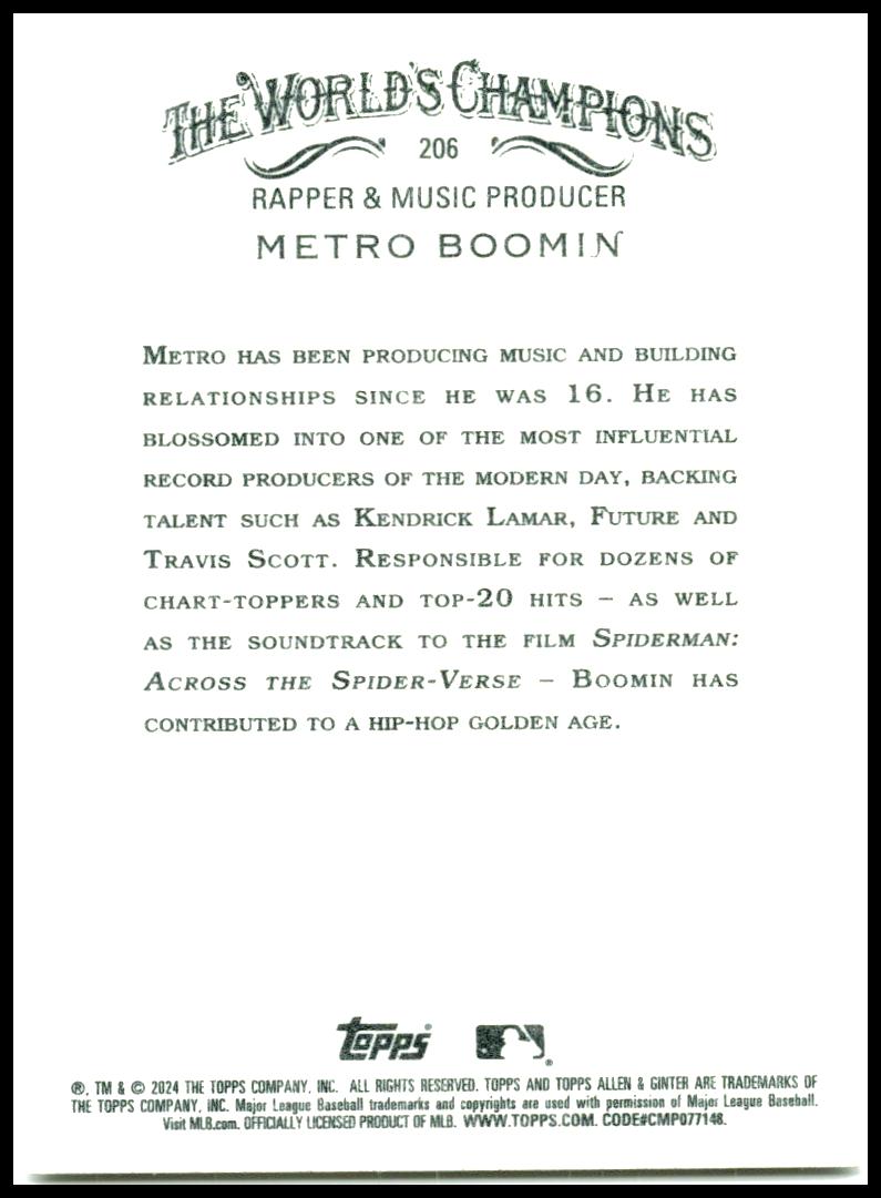 2024 Topps Allen & Ginter #206 Metro Boomin