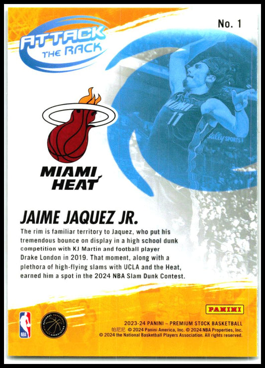 2023-24 Hoops Premium Stock #1 Jaime Jaquez Jr. Attack The Rack Premium