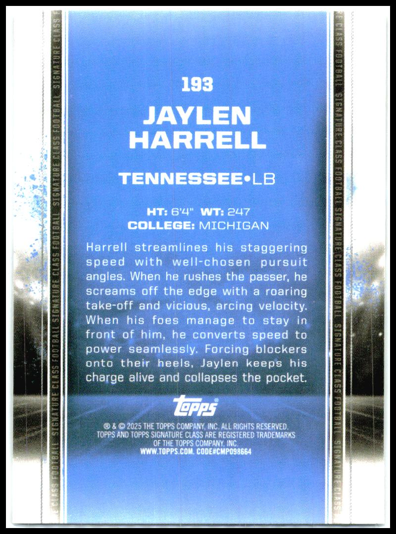 2024 Topps Signature Class #193 Jaylen Harrell Bronze