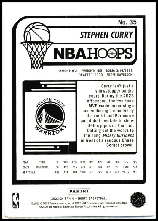 2023-24 Hoops Purple #35 Stephen Curry Golden State Warriors