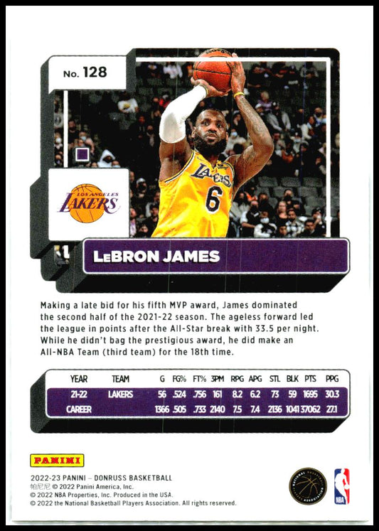 2022-23 Donruss Purple Press Proof #128 LeBron James #/199 Los Angeles Lakers