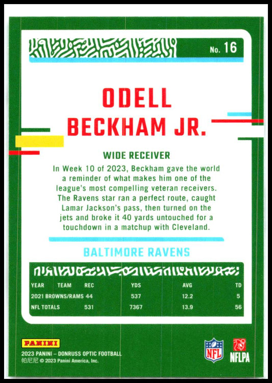2023 Donruss Optic #16 Odell Beckham Jr. Baltimore Ravens