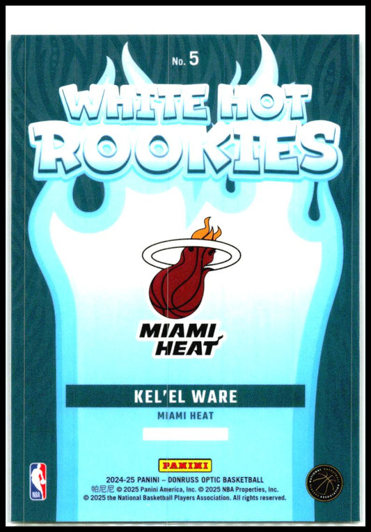 2024-25 Donruss Optic White Hot Rookies #5 Kel'el Ware Miami Heat