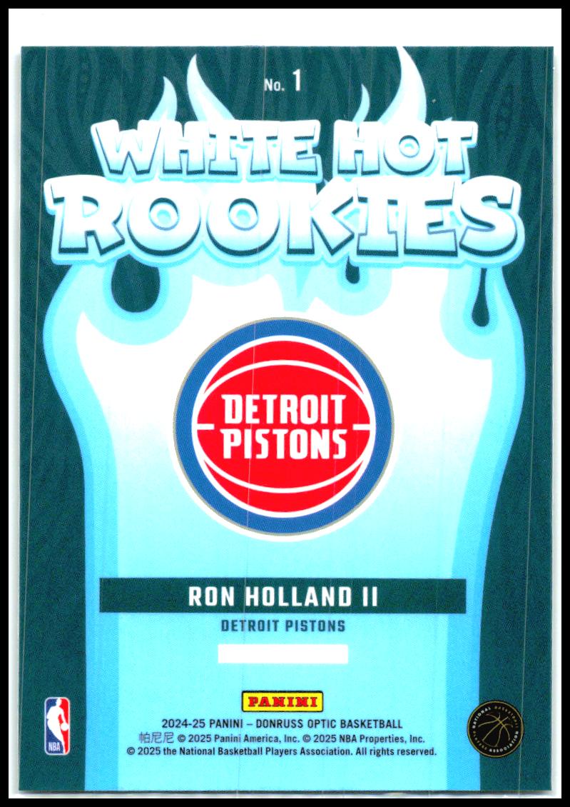 2024-25 Donruss Optic White Hot Rookies #1 Ron Holland II Detroit Pistons