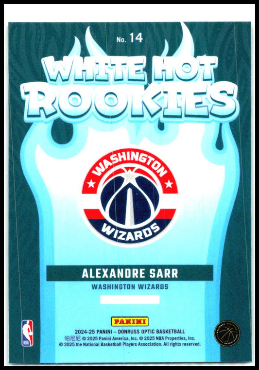 2024-25 Donruss Optic White Hot Rookies #14 Alexandre Sarr Washington Wizards