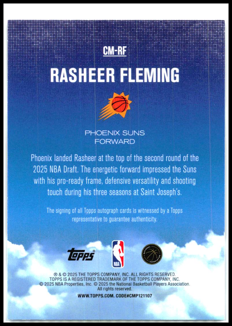 2025-26 Topps Contemporary Marks #CM-RF Rasheer Fleming Auto Phoenix Suns