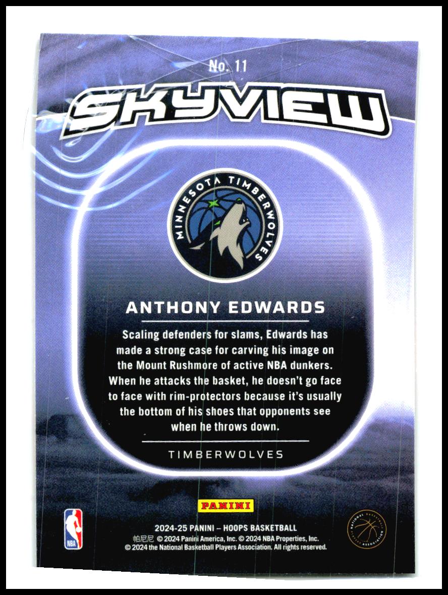 2024-25 Hoops Skyview #11 Anthony Edwards Minnesota Timberwolves