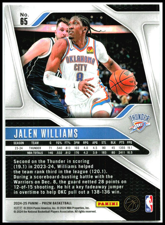 2024-25 Panini Prizm #65 Jalen Williams Oklahoma City Thunder